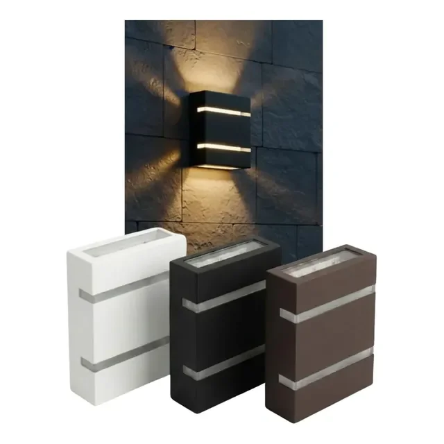 Kit 10 Luminária Arandela Parede Muro 2 Facho 2 Friso Bivolt