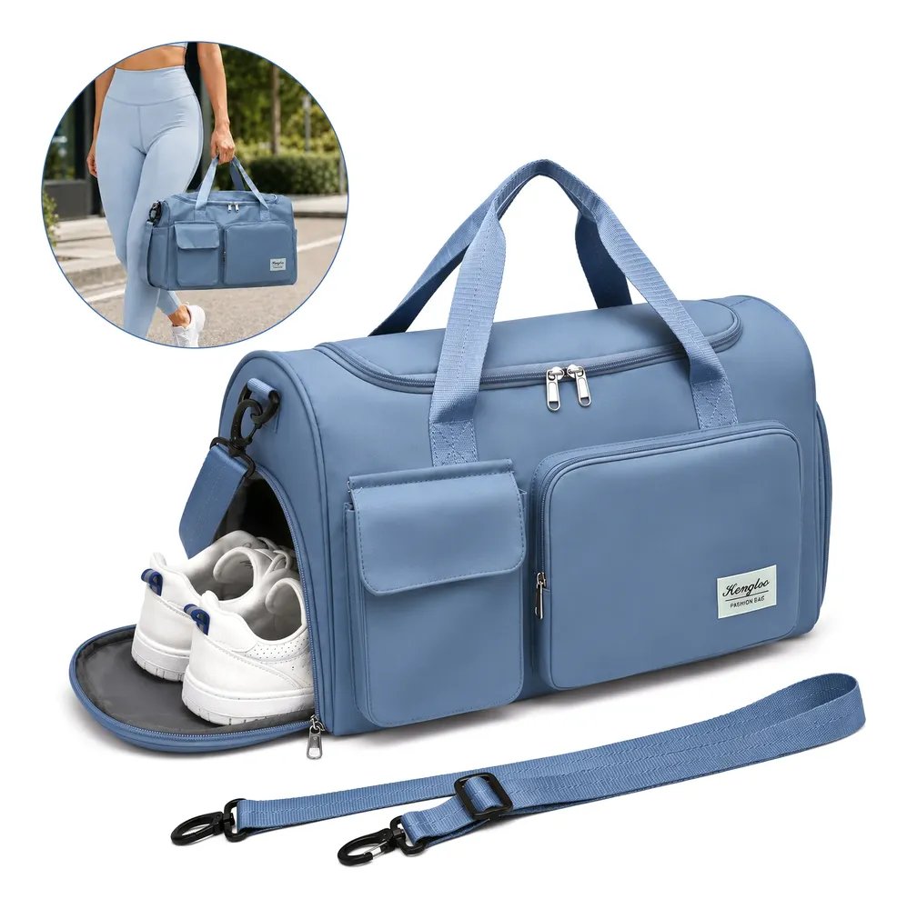 Bolsa Mala De Mão Dobrável Viagem Academia Artigos Tenis Azul-aço