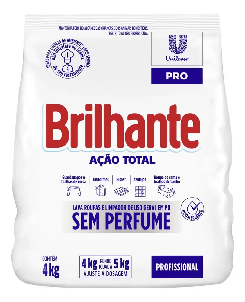 Sabão Em Pó Brilhante Profissional Ação Total 4 Kg