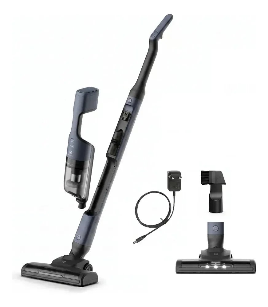 Aspirador de Pó Vertical Electrolux ERG019 sem fio Portátil bateria Ergorapido 2 em 1 luz frontal LED escova rotativa aspira escova capacidade 950ml Bivolt 30 min Azul
