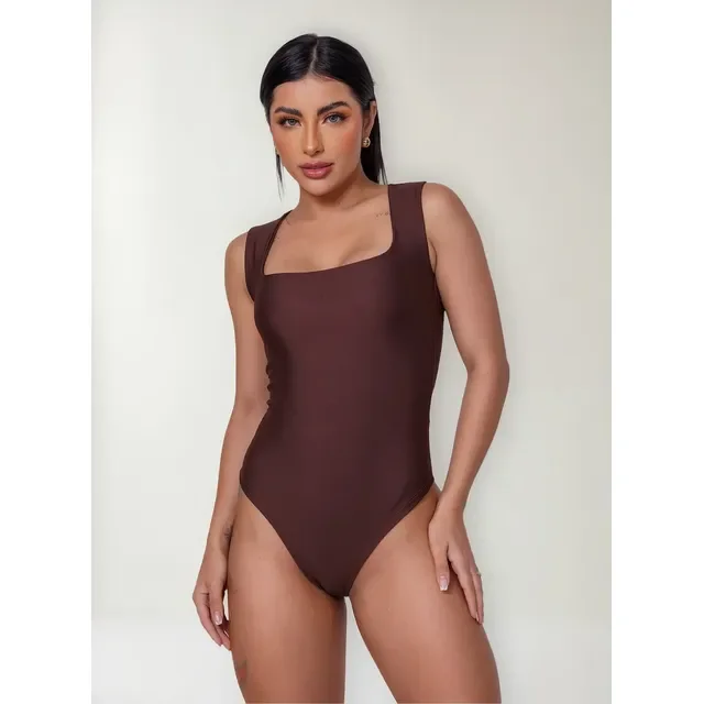Body Feminino Regata Decote Quadrado Básico Suplex Premium