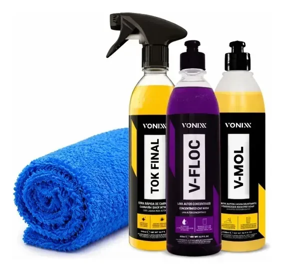 Kit Automotivo Vonixx Limpeza V-mol V-floc Toalha Tk Final