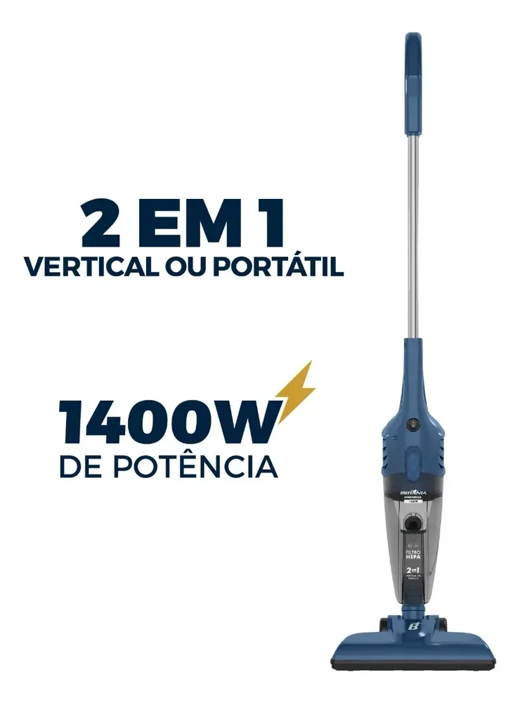 Aspirador De Pó Vertical Britânia 2 Em 1 1400w Bas1450a Azul 220v