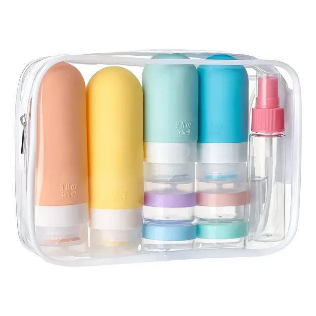 Kit 17  Potes Frascos Silicone Viagem Creme Cosméticos