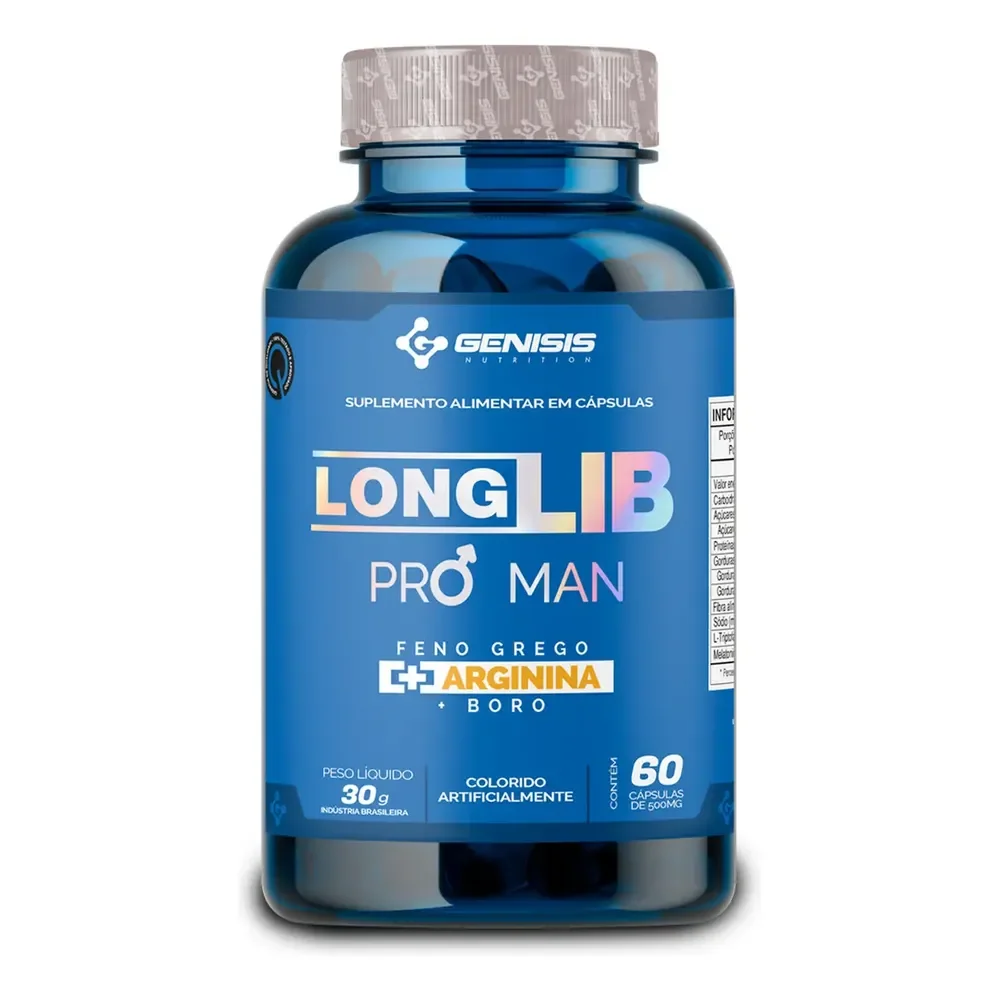 Feno Grego, Arginina E Boro Longlib Pro Man Concentrado Sabor Sem Sabor