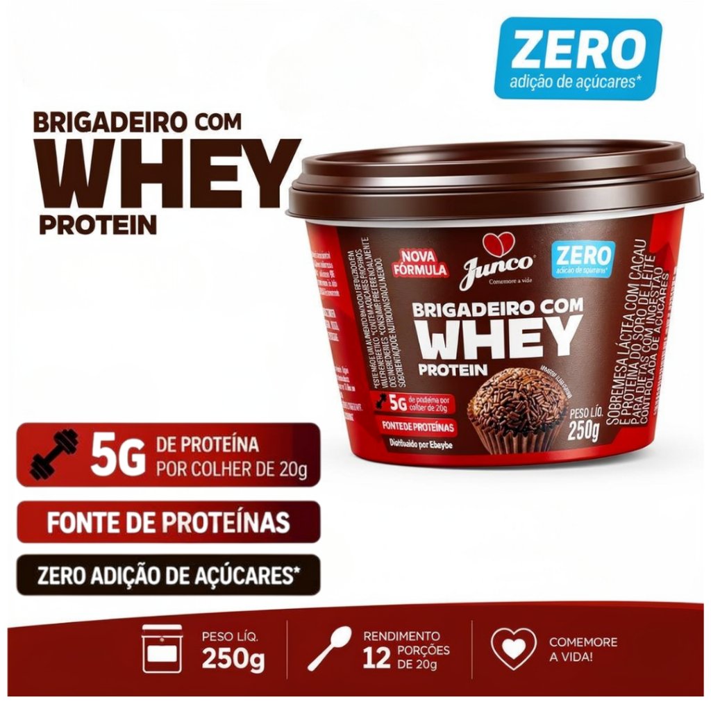 Brigadeiro com Whey Protein 250g | Zero Açúcar | 5g de Proteína por Porção