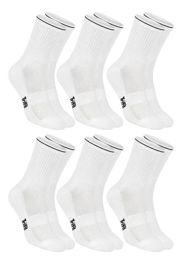 6 Pares Meia Corrida Em Poliamida Trifil Cano Médio Academia 6 Branco Meia Corrida Poliamida Kit Meias Meia Esportiva Kit Meias Masculina Meia Trifil Meia Ciclismo Meia Cano Alto 39-44
