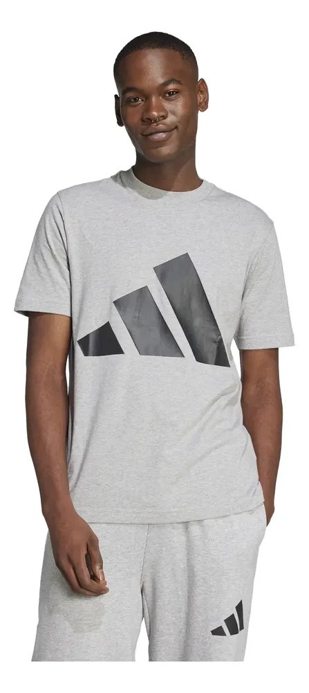 Camiseta Masculina Essentials Big Logo adidas Mgreyh/black Liso G