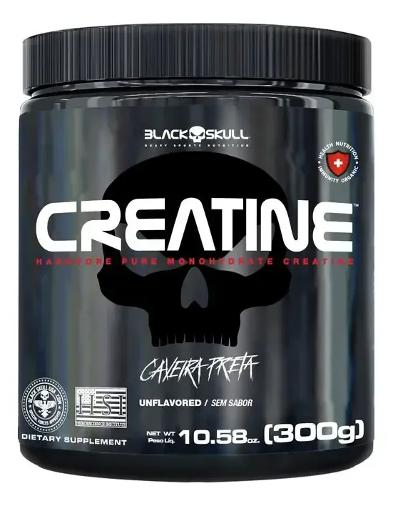 Creatina Pura Monohidratada 300g Black Skull Sem Sabor/original