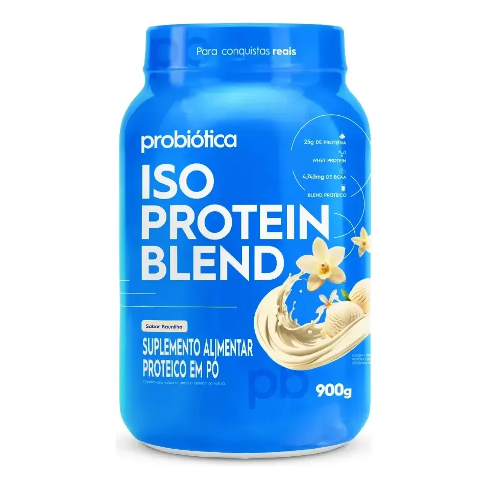 Whey Protein 900g Iso Blend Protein Probiótica Baunilha Blend De Proteínas