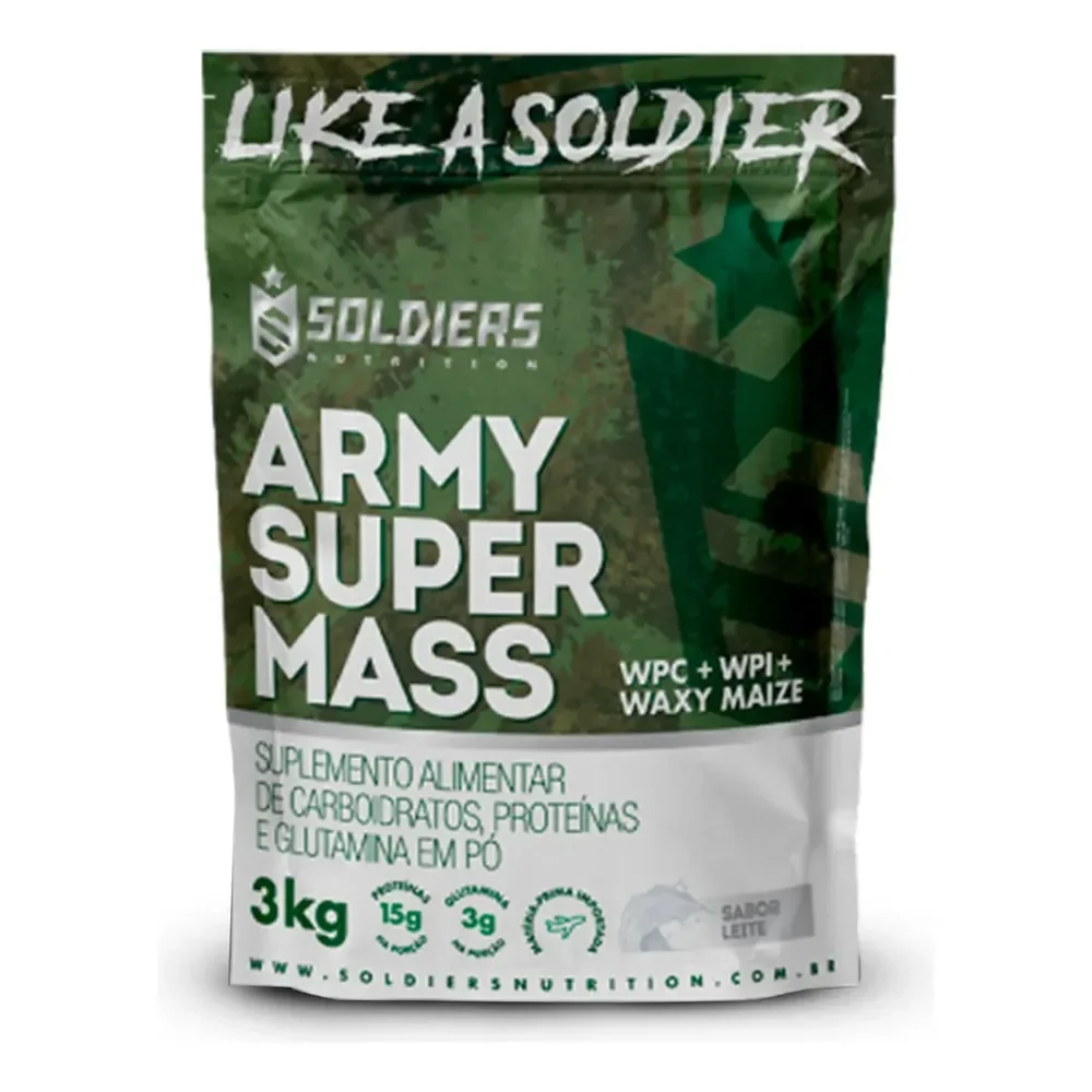 Whey Hipercalórico Army Super Mass 3kg 100% Importado Soldiers Nutrition Suplemento Proteína Muscular Leite