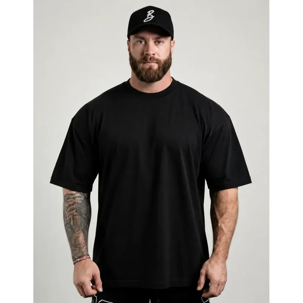 Camiseta Oversized Para Treino E Casual 100% Algodão Premium Preto G1 (62-80)