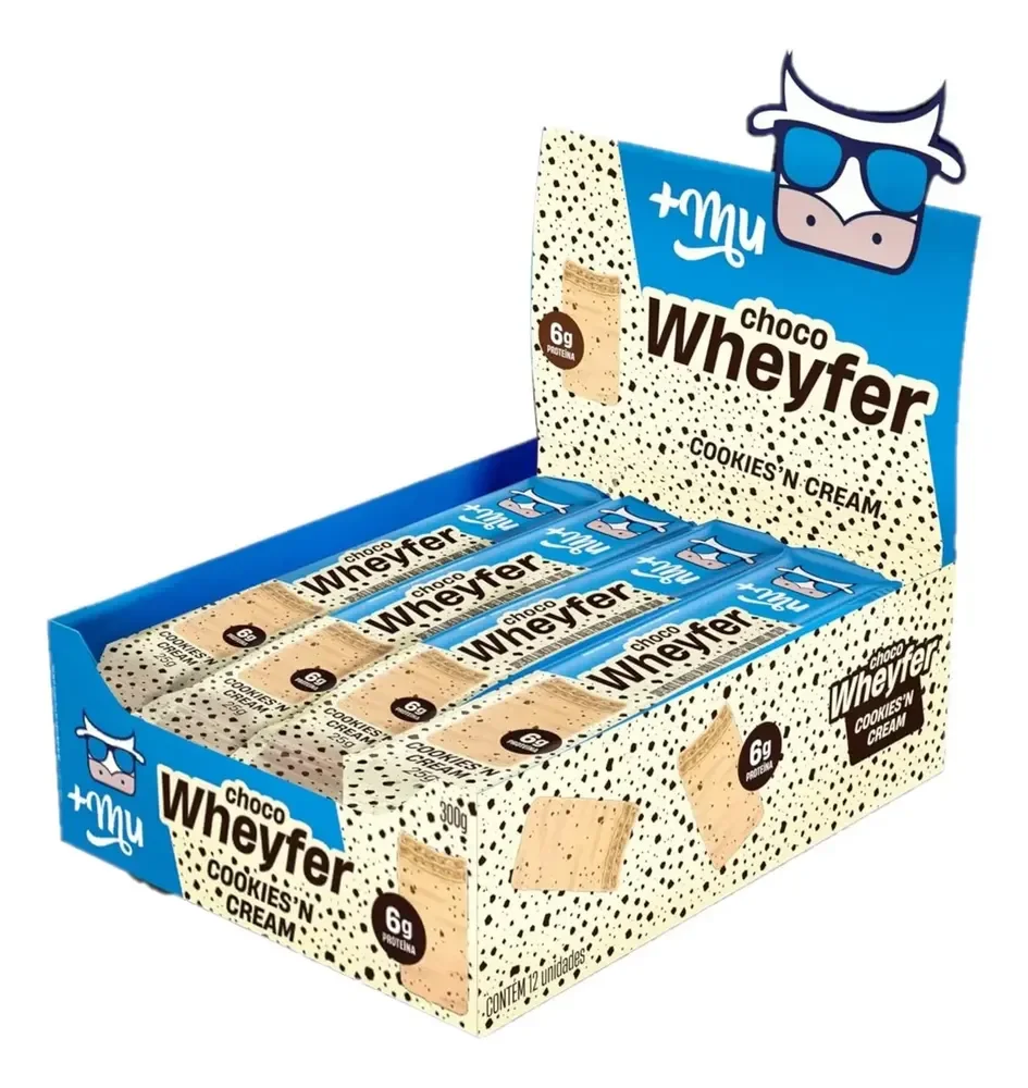 Snack Proteico Mais Mu Chocowheyfer Sabor Cookies 6g Proteína 12 Unidades
