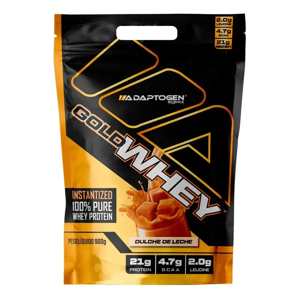 Whey Protein Adaptogen Gold 100% Concentrado 900g Sabor Doce De Leite