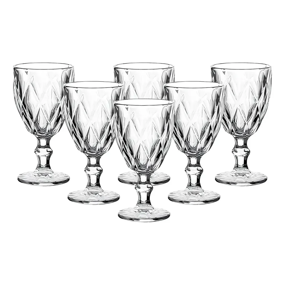 Jogo De Taças De Vidro Diamante Com 6 Peças De 340 Ml Linha Premium