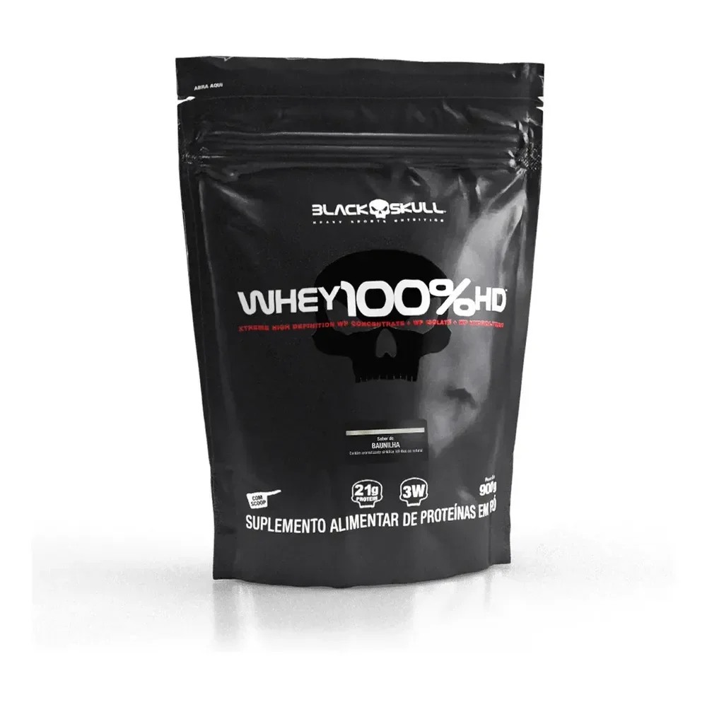 Whey 100% Hd Refil Black Skull - 900g (wpc, Wpi E Wph) Sabor Cookies & Cream