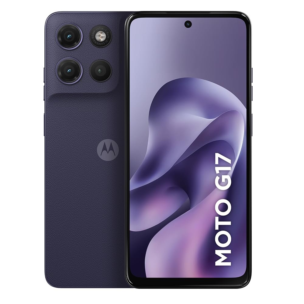 Smartphone Motorola Moto G17 4G - 256GB 12GB (4GB RAM + 8GB RAM Boost) camera 50MP Sony Lytia 600, tela FHD+ 60hz, bateria 5200 mAh - Roxo