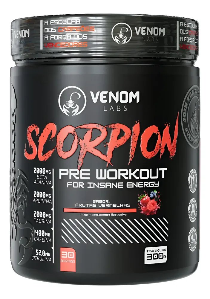 Pré Treino Scorpion 300g Venom Labs Frutas - Night Train Max Frutas Vermelhas