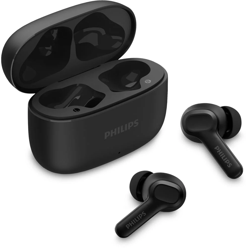 PHILIPS, Fone de Ouvido Sem Fio TWS, TAT1109BK/00, Bluetooth, Com Microfone, Até 24 horas de bateria, Preto