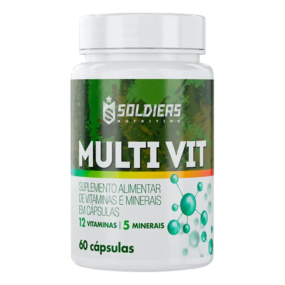 Multivitamínico 12 Vitaminas 5 Minerais 60 Cápsulas Soldiers Nutrition Energia Bem-estar