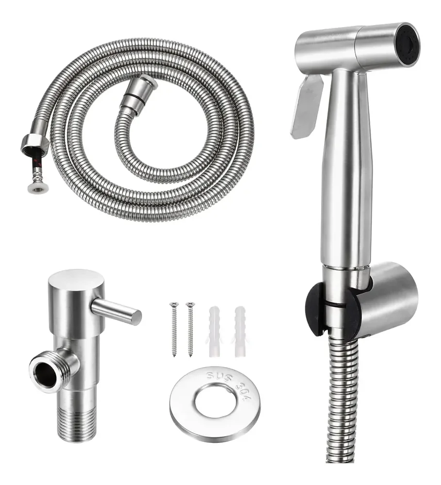 Ducha Higiênica 1/4 Volta 304 Inox Mangueira De Aço Inox
