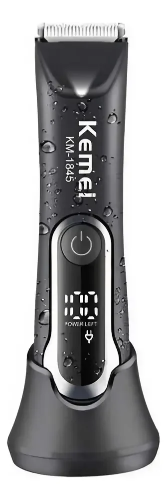 Máquina Kemei KM-1845 Cerâmica Sem Fio Recarregável , aparador de pelos intimos , barba , corpo , sem fio , lamina de ceramica , display lcd