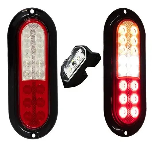 Kit Lanterna De Led Com Ré + Placa Carretinha Carreta Bivolt
