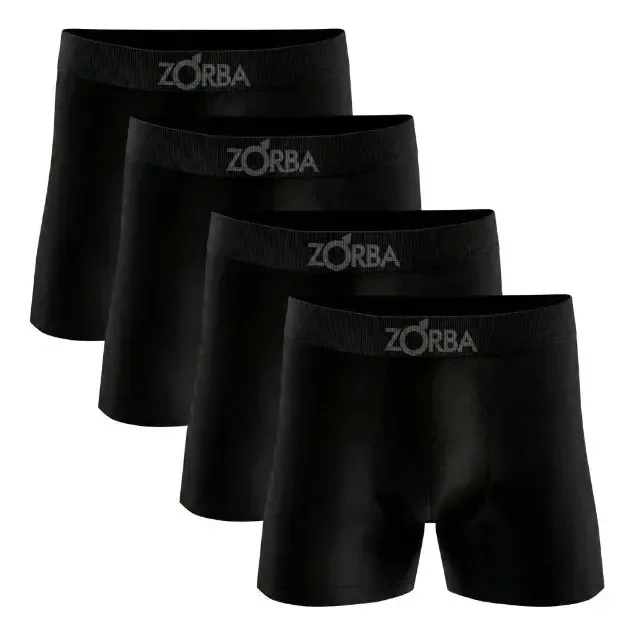 Kit 4 Cuecas Boxer Zorba Algodão Sem Costura Toque Fresco 4 Pretos Confortável Respirável M (42 A 44)