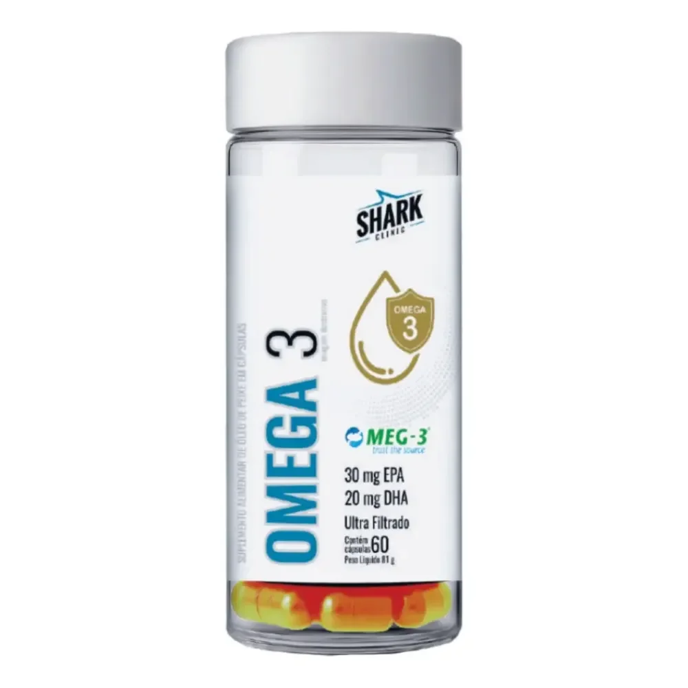 Ômega 3 Pote Com 60 Cápsulas Shark Pro Sabor Sem Sabor