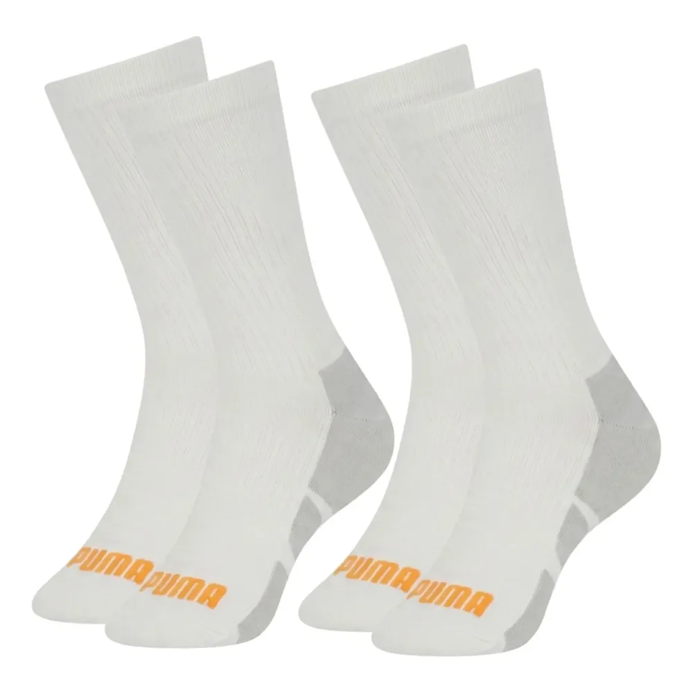 2 Pares Meia Puma Cano Alto Masculina Para Corrida Poliamida 2 Branco 39-43
