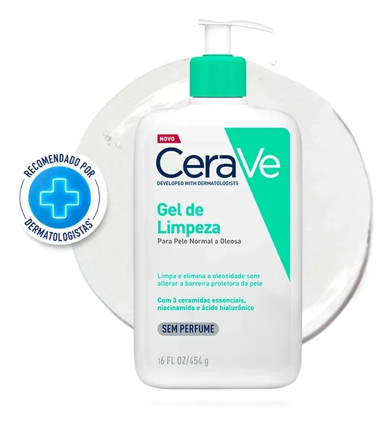 Gel de Limpeza Facial Pele Oleosa 3 Ceramidas e Niacinamida CeraVe 454g