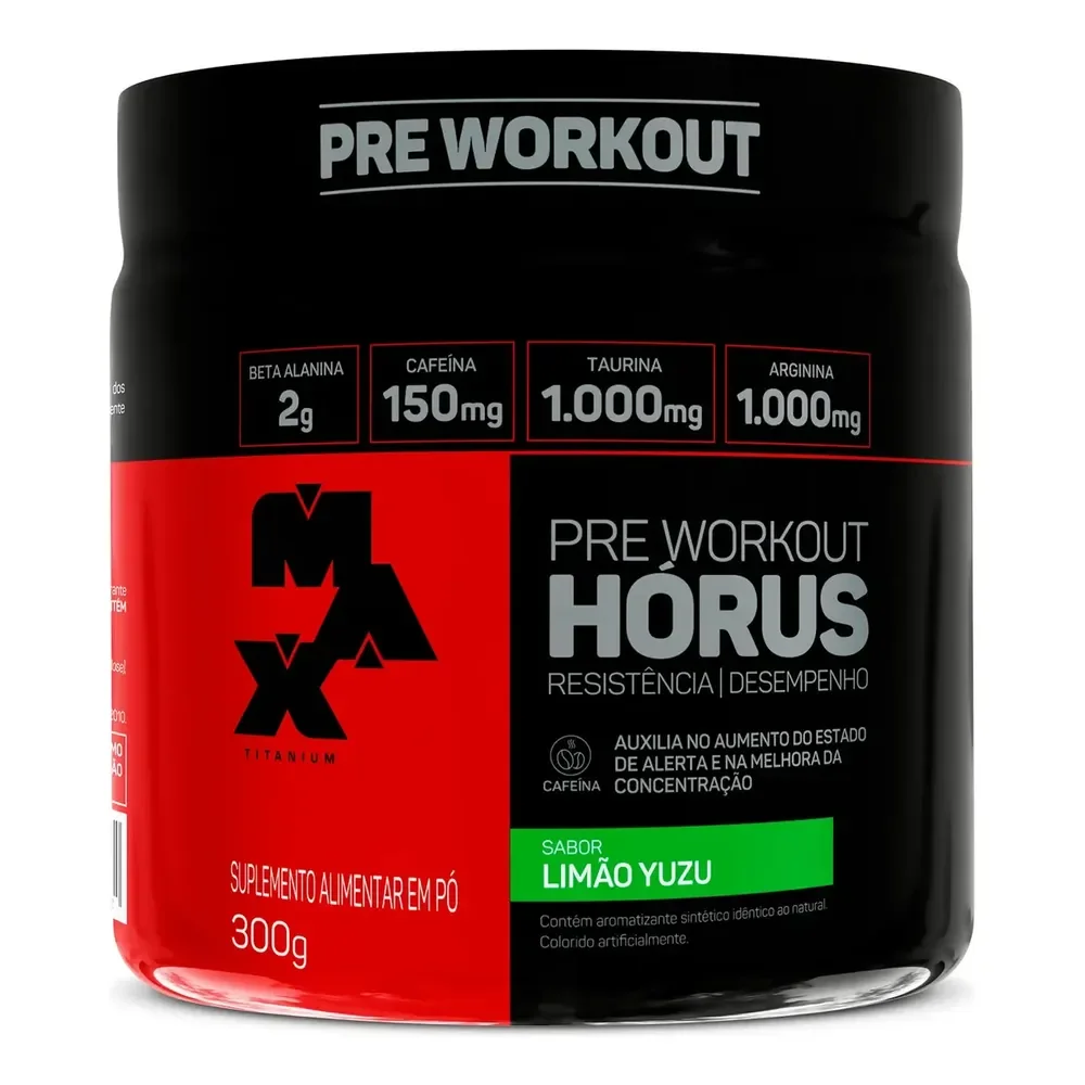 Pre Workout Suplemento Em Pó Max Titanium Pre Treino Horus Sabor Limão yuzu Em Pote De 300g