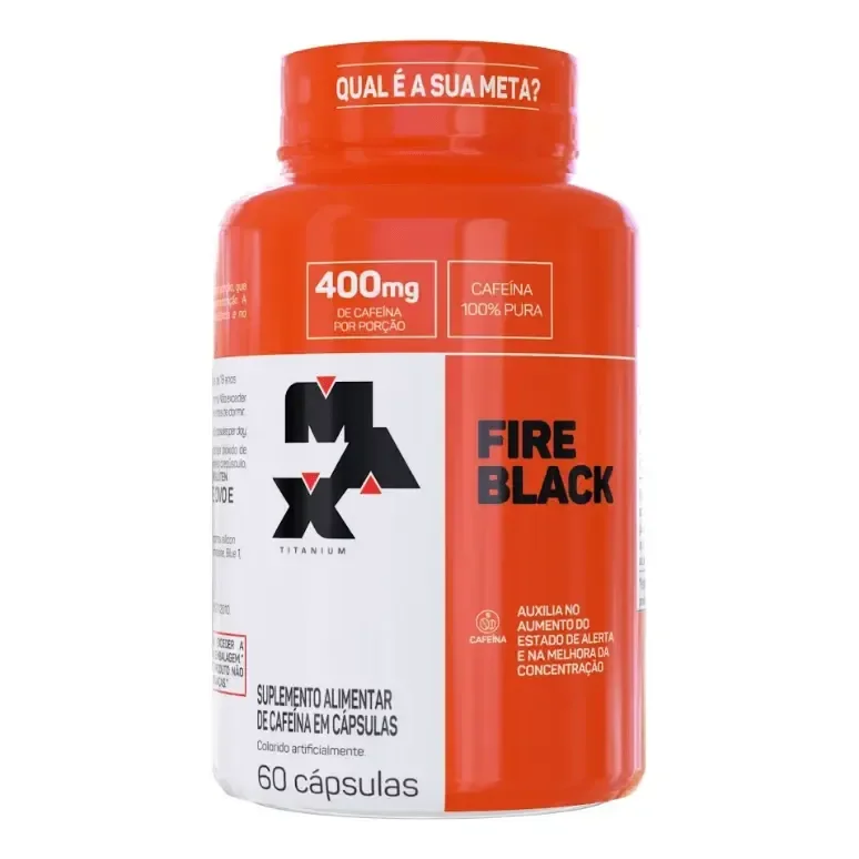 Fire Black 60 Cápsulas Caféina 100% Pura - Max Titanium Sabor Sem Sabor Sem Sabores