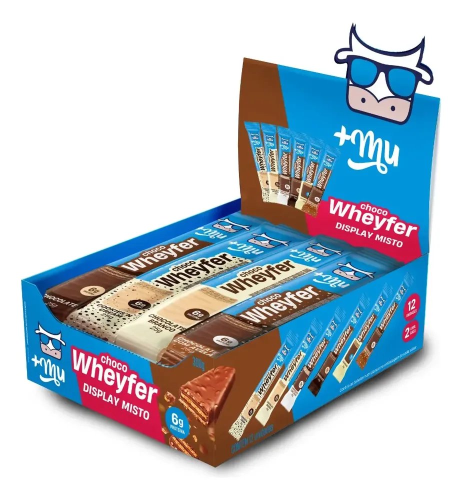 Whey protein +Mu Chocowheyfer em barra de cereais sabor Mix x 300g 12 un