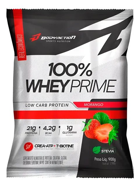 100% Whey Prime 900g Refil - Body Action - Adoçado C/ Stevia