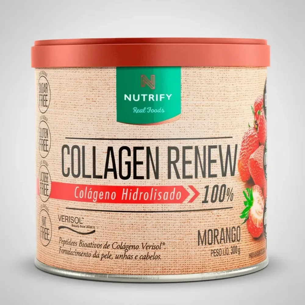 Colágeno Hidrolisado Collagen Renew Morango 300g Nutrify