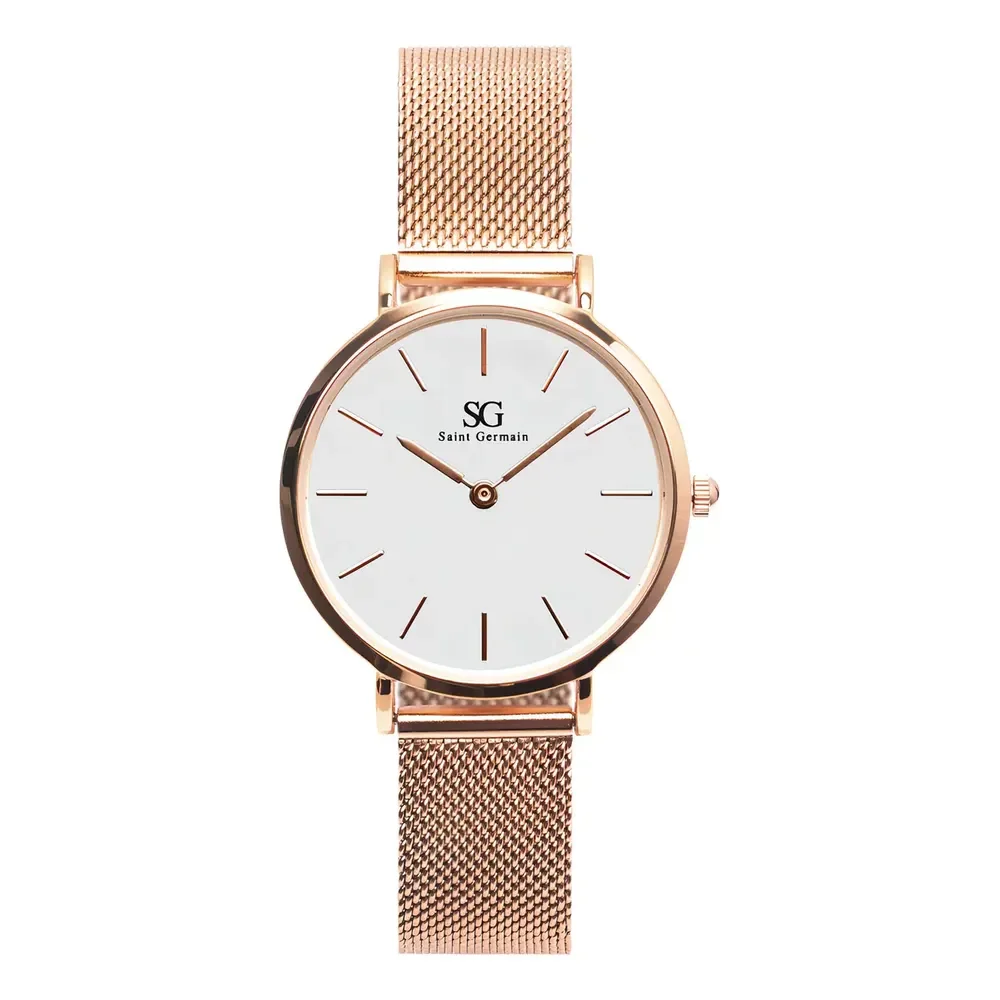 Relógio Feminino Dourado Rosé Saint Germain Nolita Rosé Gold 32mm Fundo Branco
