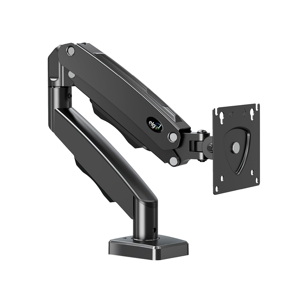 ELG, F80N, Suporte Articulado de Mesa, Pistão a Gás, Design Compacto e Retrátil, Ergonômico, Monitores 17'' a 35'', 2kg a 9kg, Preto