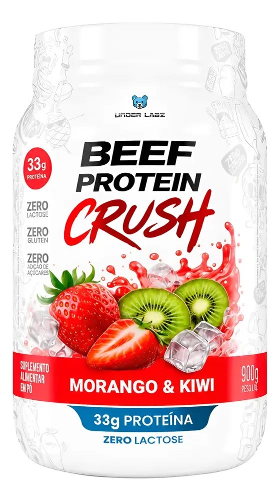 Beef Protein Crush Under Proteína Isolada 100% Zero Lactose Morango E Kiwi 900g