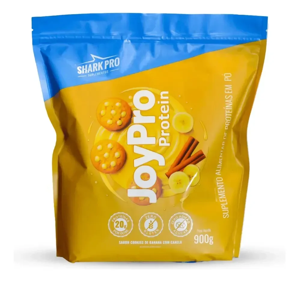 Whey Refil Joypro Shark Pro Proteína Soro Leite 900g Cookies C/ Banana E Canela