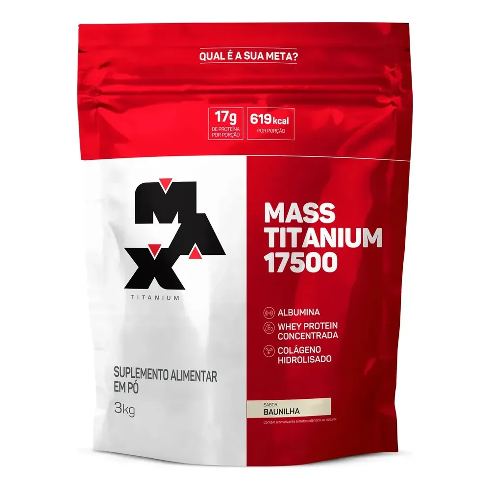Hipercalórico Mass Titanium 17500 3kg - Max Titanium Sabor Baunilha