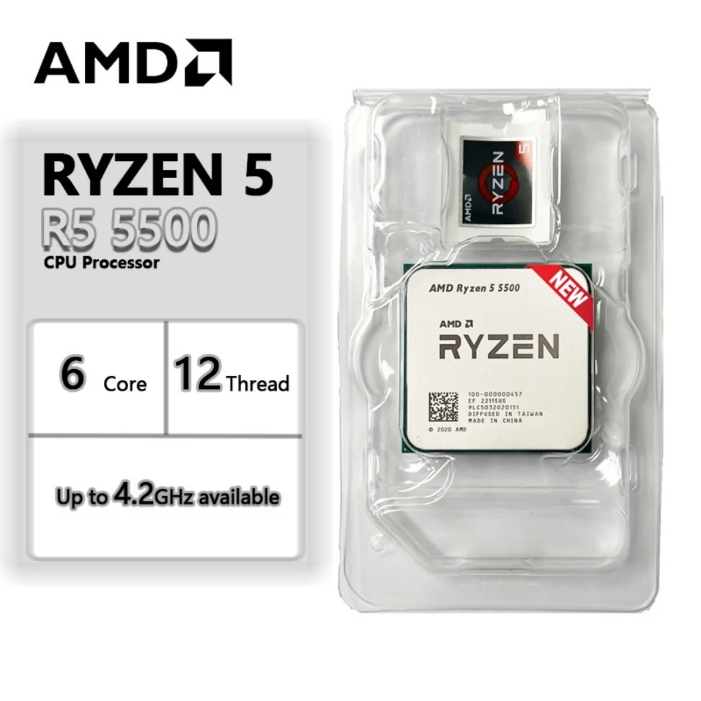 Processador AMD Ryzen 5 5500, 6-Core, 12-Threads, 3.6GHz (4.2GHz Turbo), Cache 19MB, AM4 Novo S/Caixa
