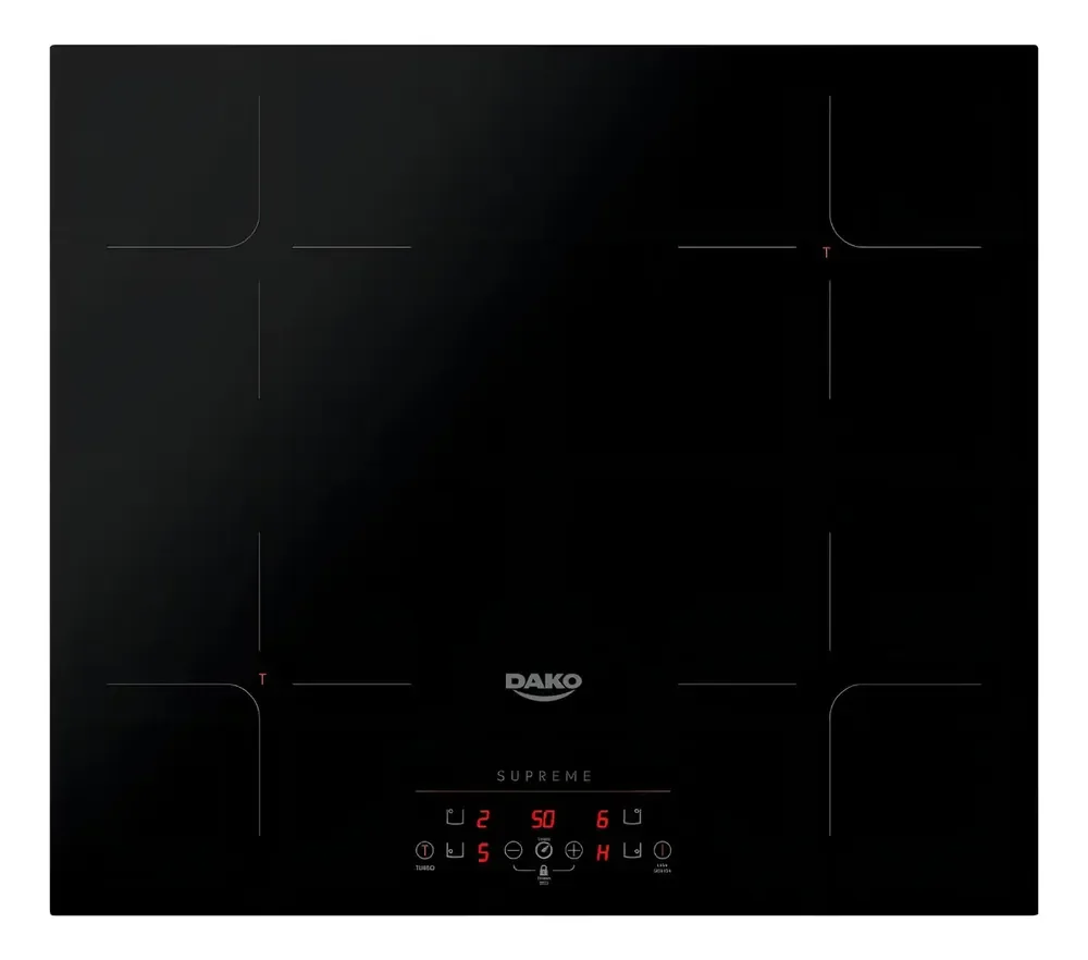 Cooktop de Indução 4 Bocas Dako Supreme Preto com Trava de Segurança 220V