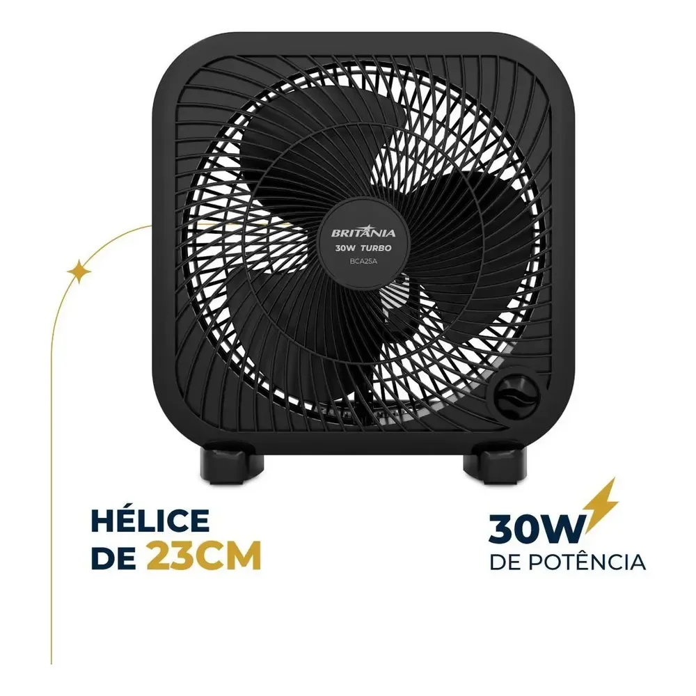 Ventilador De Mesa Britânia Bca25a Com 3 Velocidades E Diâmetro De 23 Cm 60hz Preto 127v Plástico