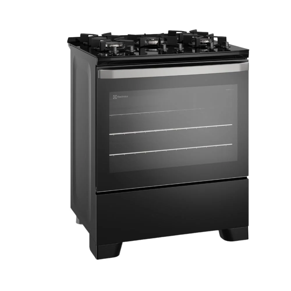 Fogão de Piso 5 Bocas à Gás Electrolux FE5GB Efficient com Mesa de Vidro Preto Bivolt
