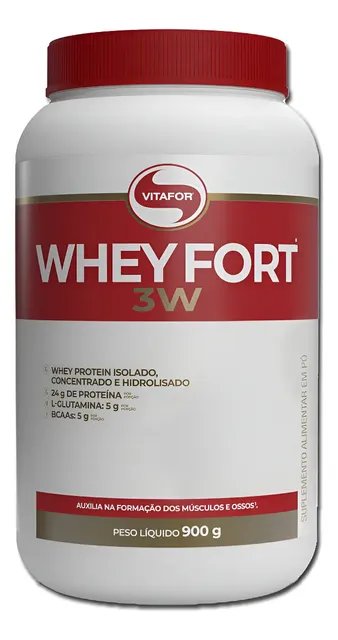 Whey Protein Fort 3w 900g ( Vitafor ): Concentrado E Isolado