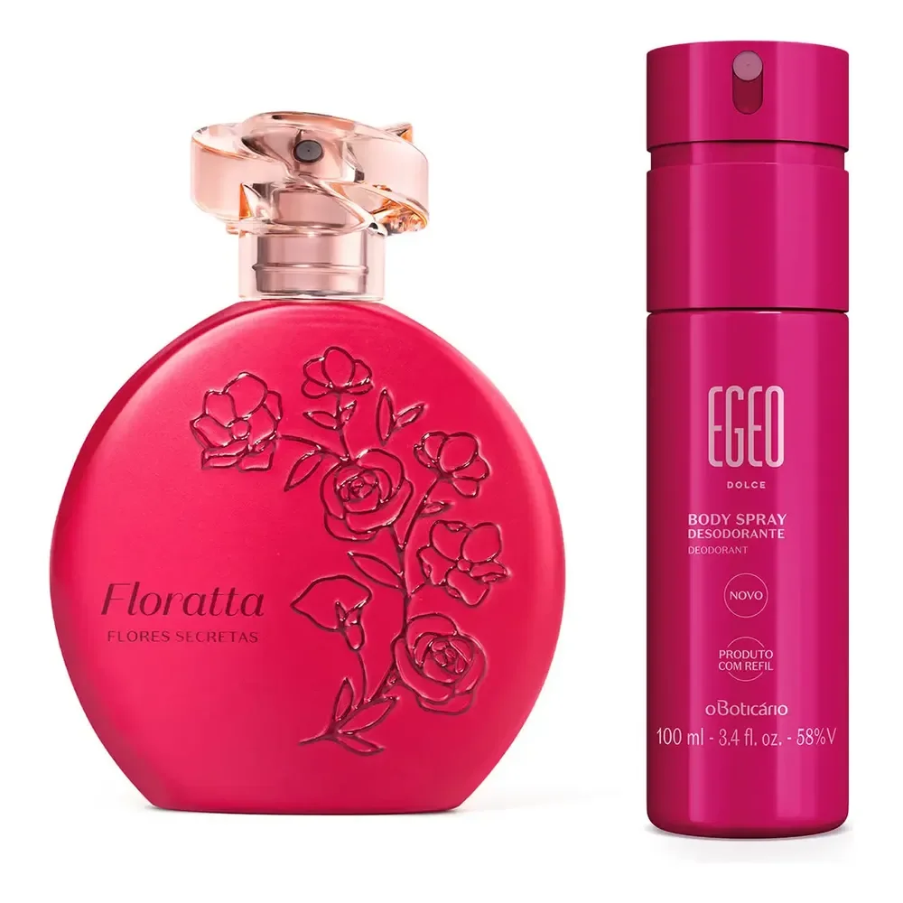 Floratta Flores Secretas Colônia 75ml + Egeo Body Spray Dolce 100ml