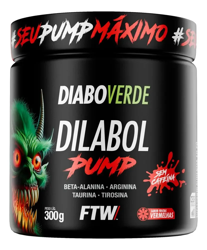 Pré Treino Pre Workout Dilabol Pump Pote 300g Sabor Frutas Vermelhas Diabo Verde - FTW