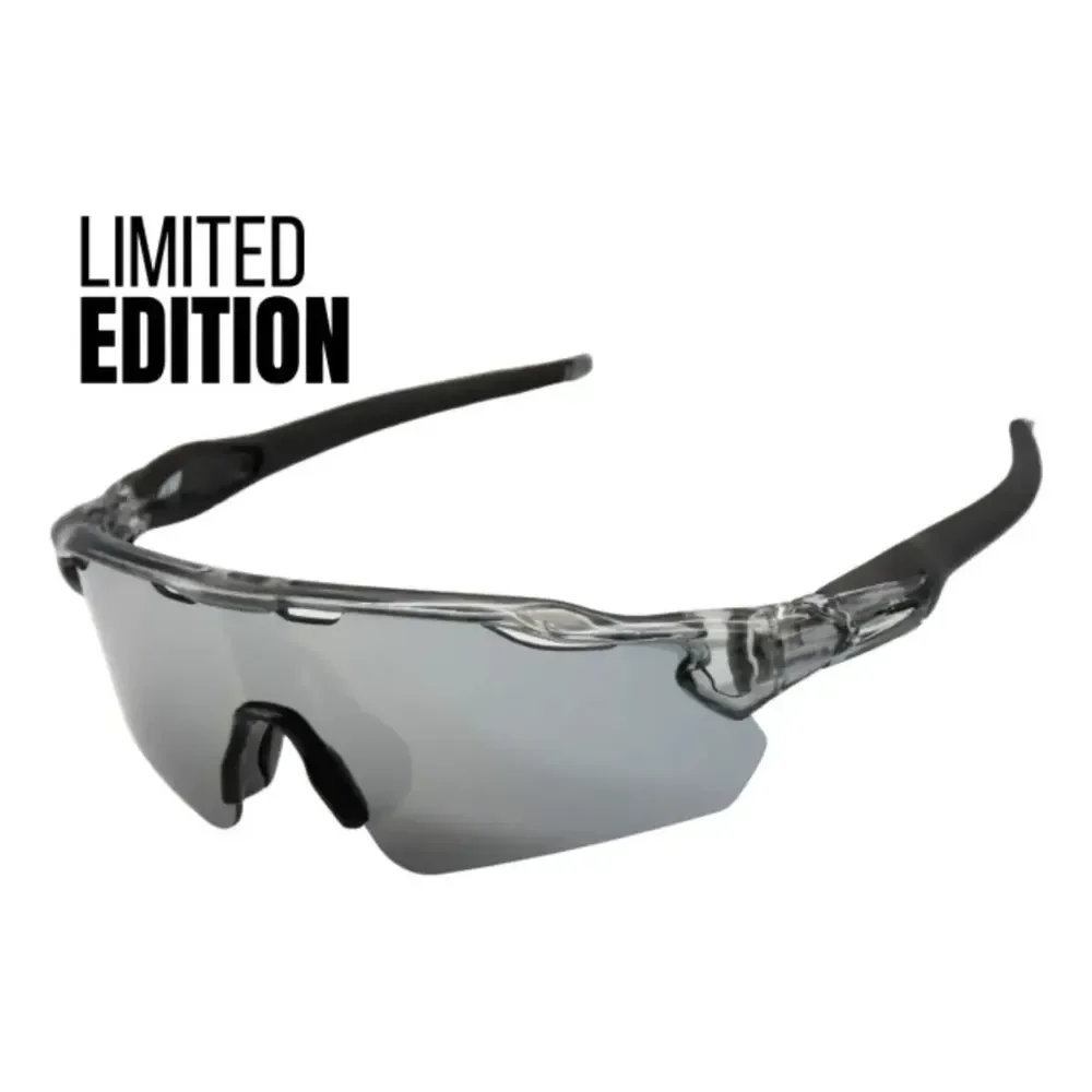 Óculos Esportivos Corrida Bike Pedal Cacife Brand Run Uv400 Lente Cinza Prata Espelhado Transparente
