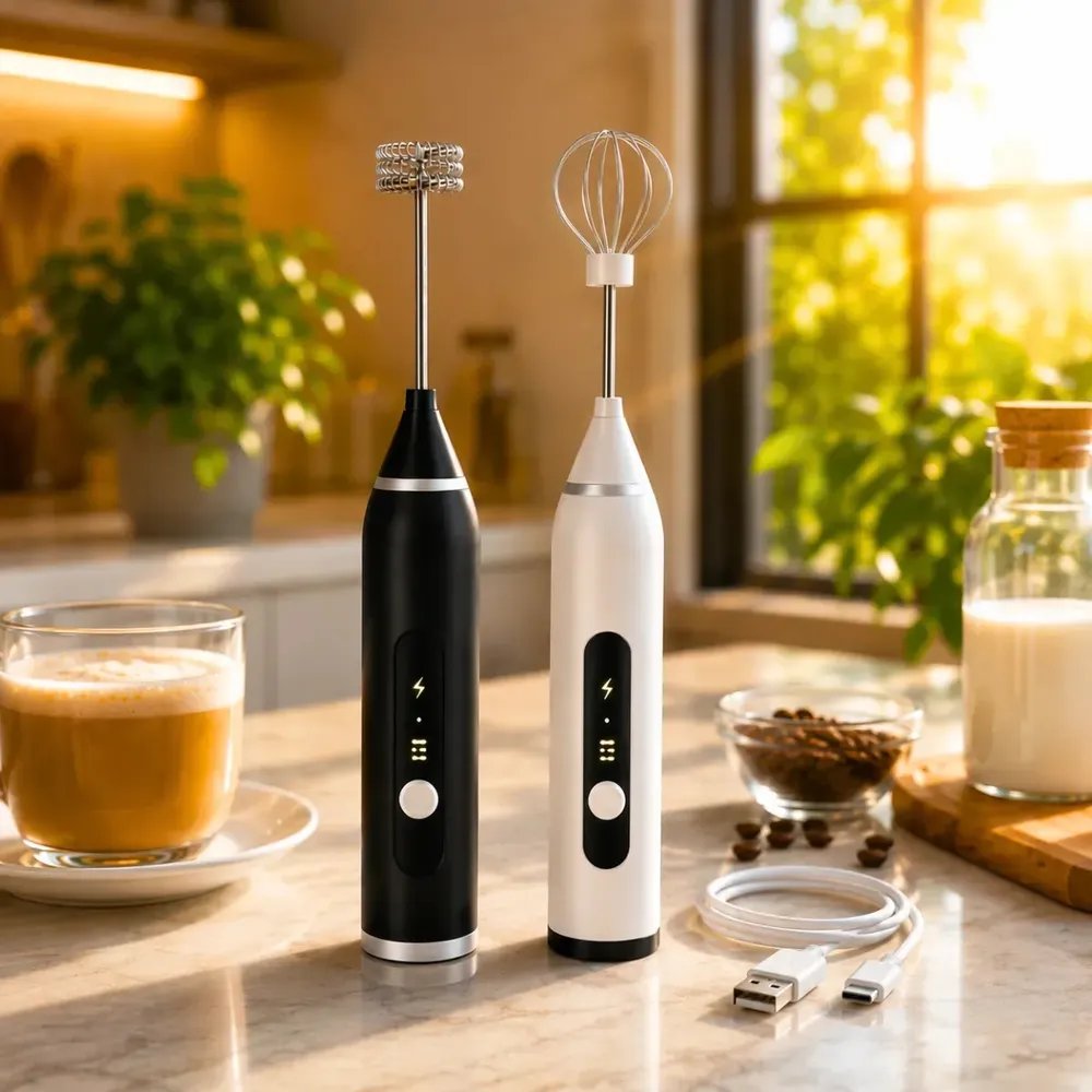 Mixer Portátil Elétrico 2 em 1 Misturador de Bebidas Mini Batedor Premium USB Mexedor Bebidas Vitaminas Café Chá Drink Comica